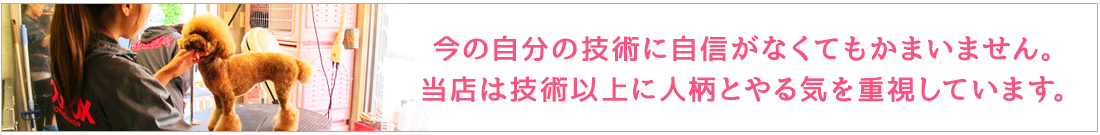 今の自分の技術に自信がなくてもかまいません。当店は技術以上に人柄とやる気を重視しています。
